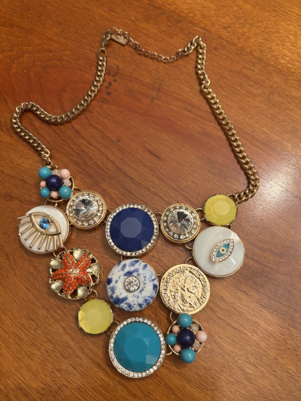 Inc. Statement Necklace Evil Eye, Coin & Crystal Bib Necklace
